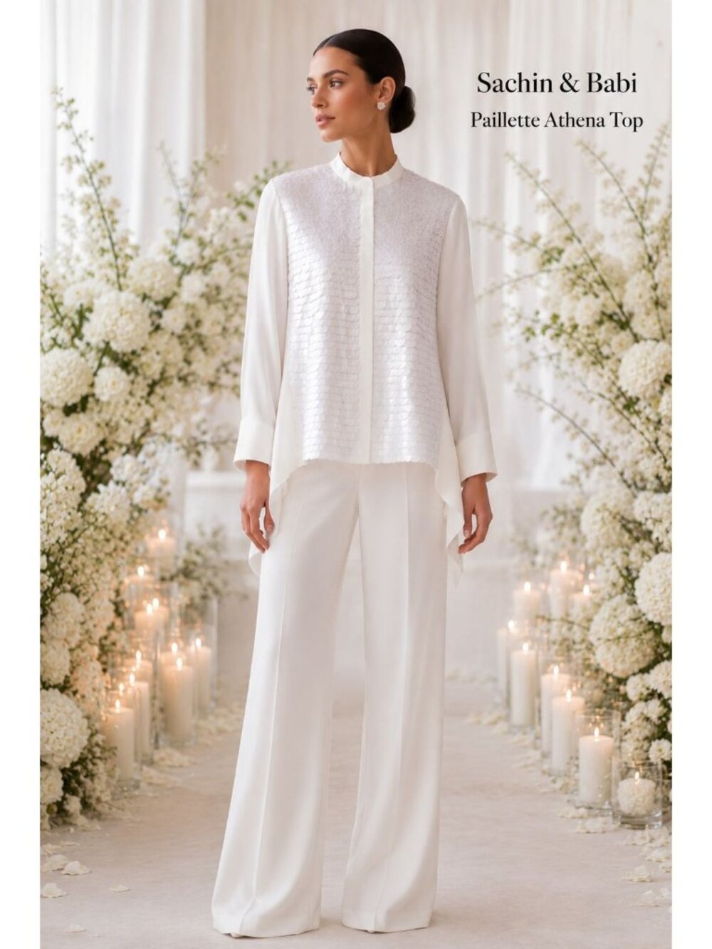 Sachin & Babi White Paillette Blouse Athena Top XS NWT Avant Garde Bridal Artsy